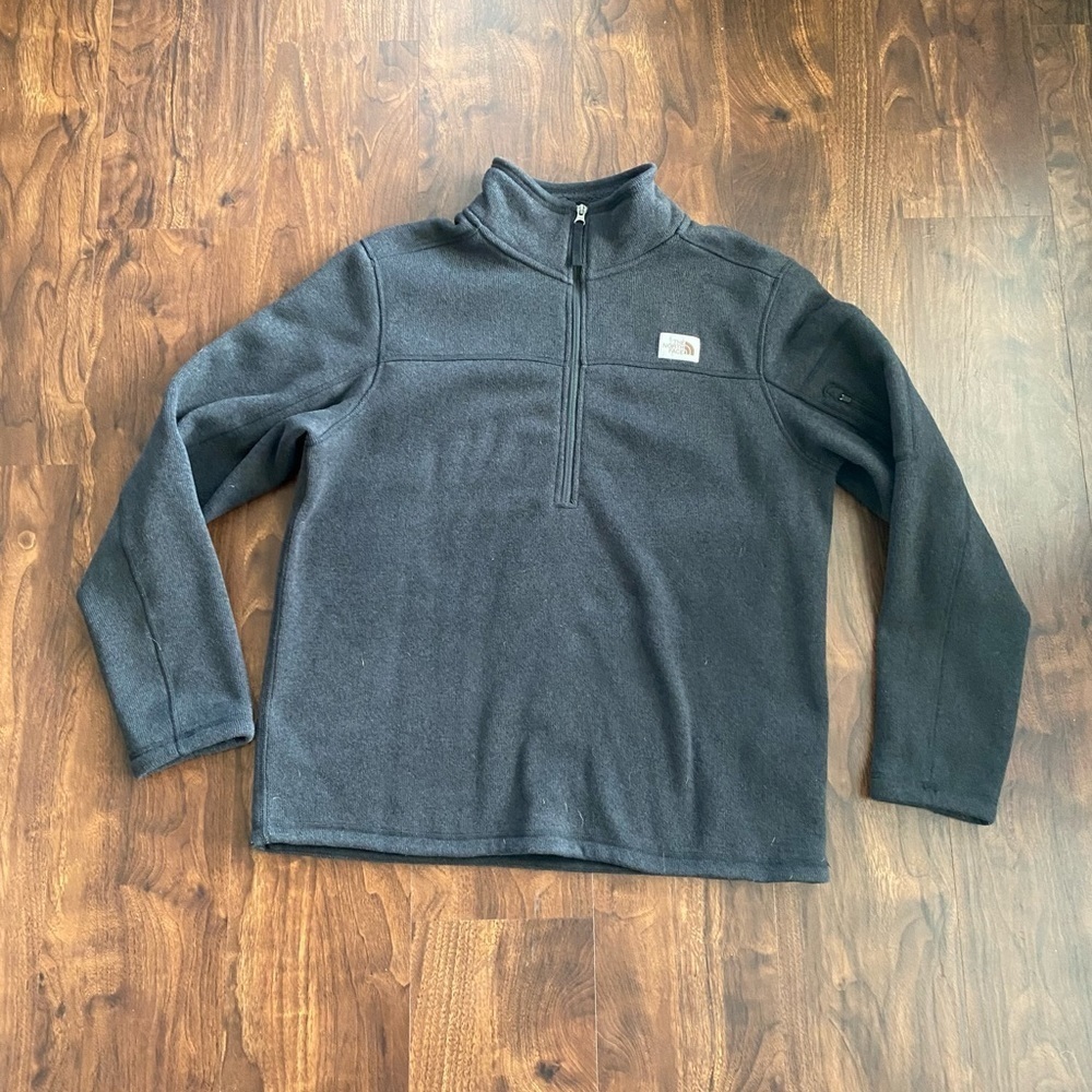 The North Face Gordon Lyons 1/4 Zip Pullover Large Heather Black / Charcoal Grey
